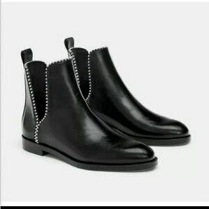 Zara Studded Black Ankle Boots,‎ Size 41 or 9.5/10